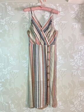 Express Multi Color Striped Spaghetti Strap Dress Small